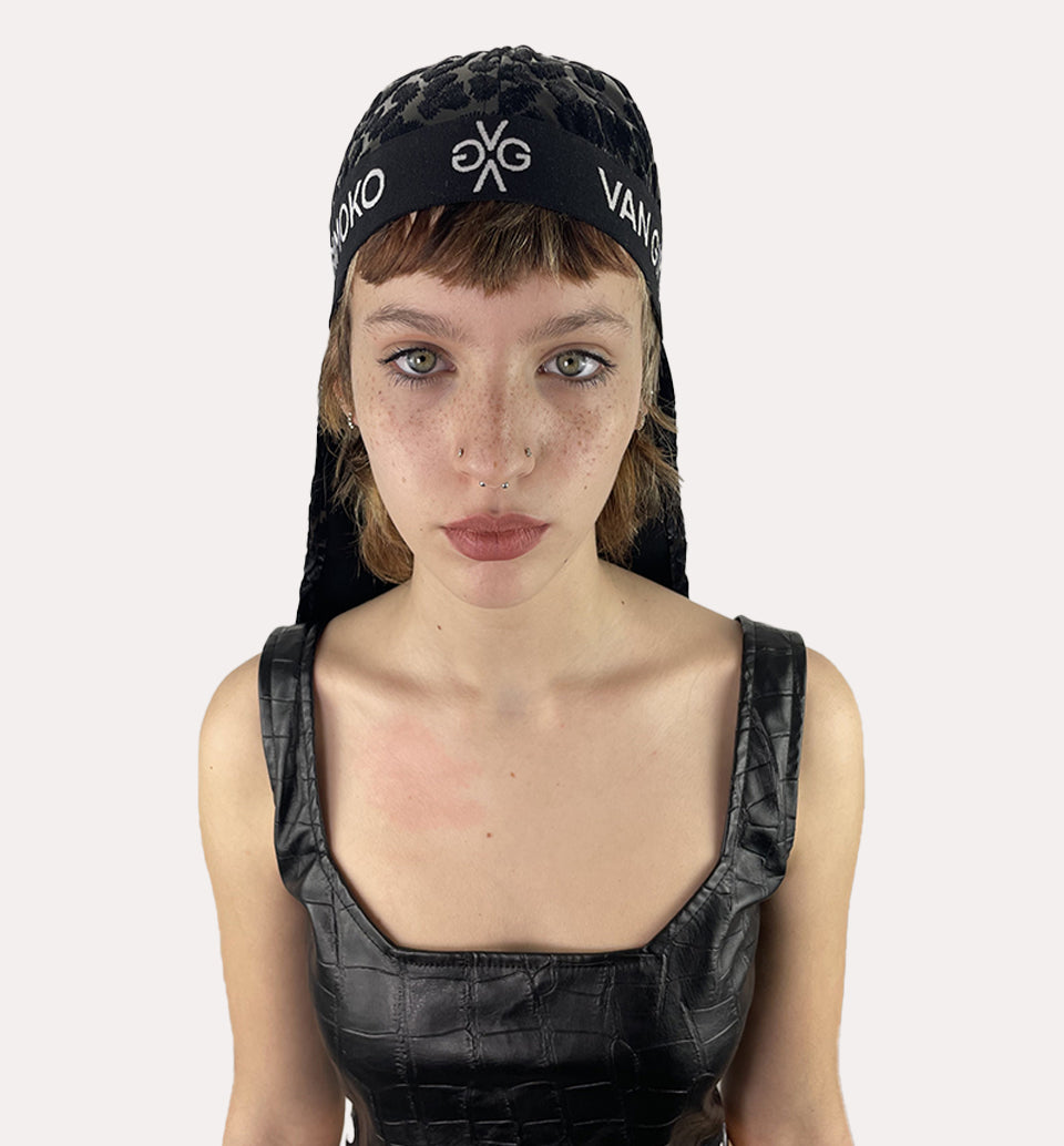 Leopard velvet print black durag