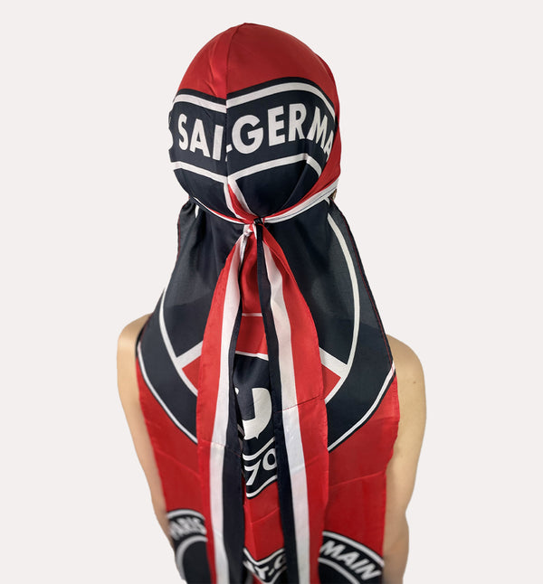 PSG flag upcycled durag